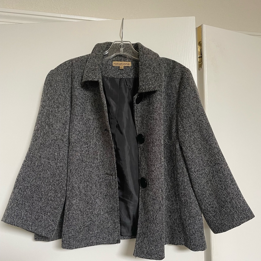 Notations Women's Black and Gray Cape Jacket